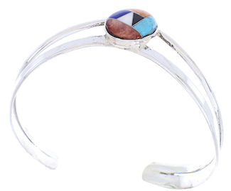 Silver Multicolor Inlay Cuff Bracelet Jewelry BW70464